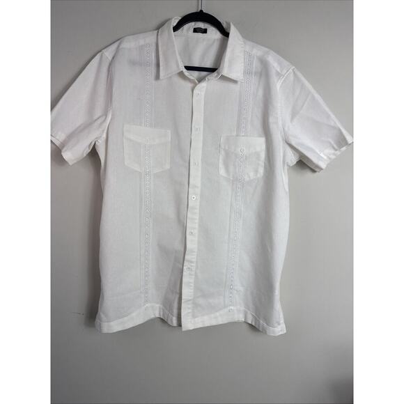 COOFANDY Cuban Men's Short Sleeve Shirt Rayon/ Linen Blend Button Down size XL - Picture 1 of 8
